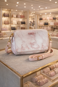 Claires Marble Pink Crossbody Bag | Elegant Women’s Shoulder Purse | Adjustable Strap