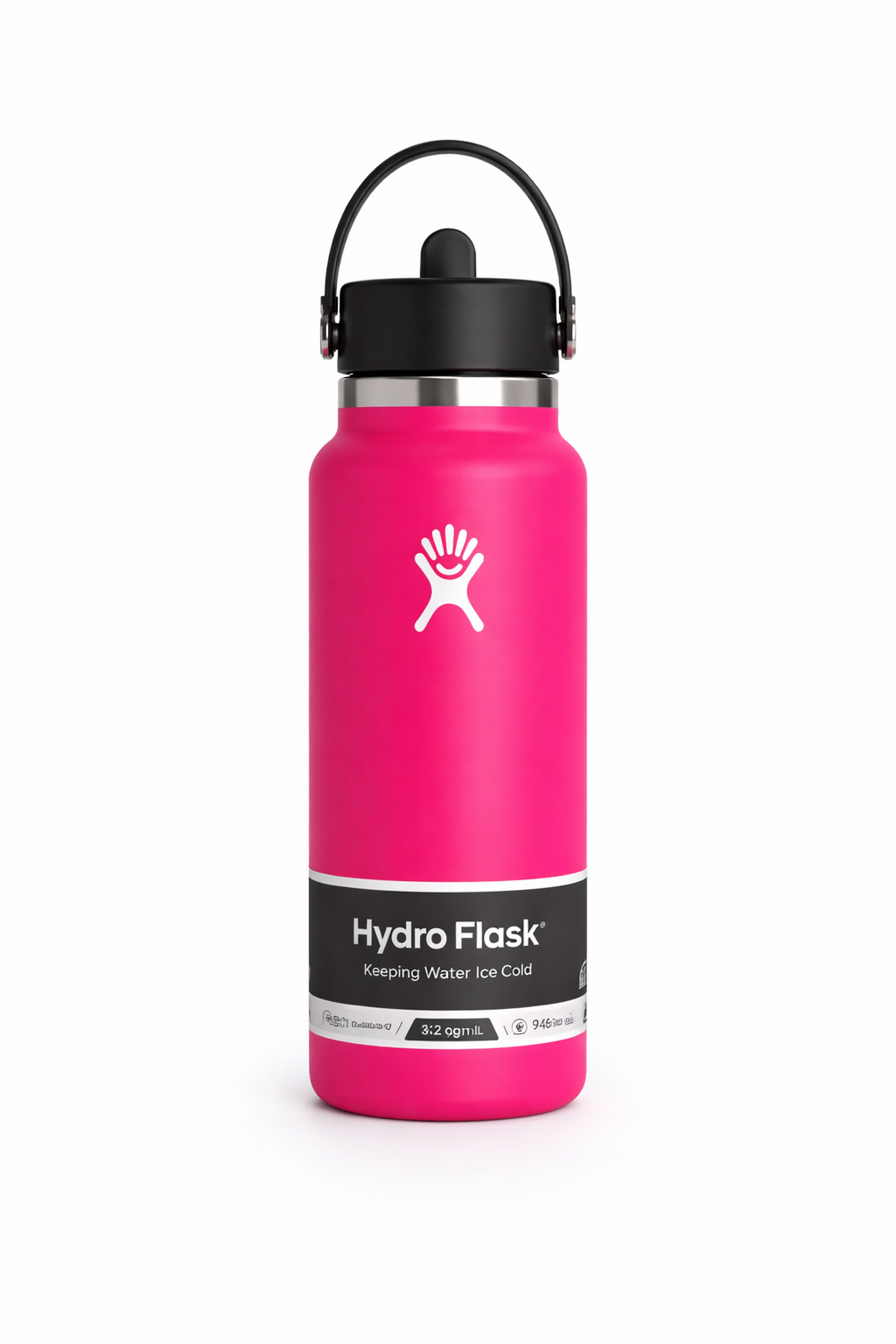 Hydro Flask 32oz wide mouth water bottle in vibrant pink
