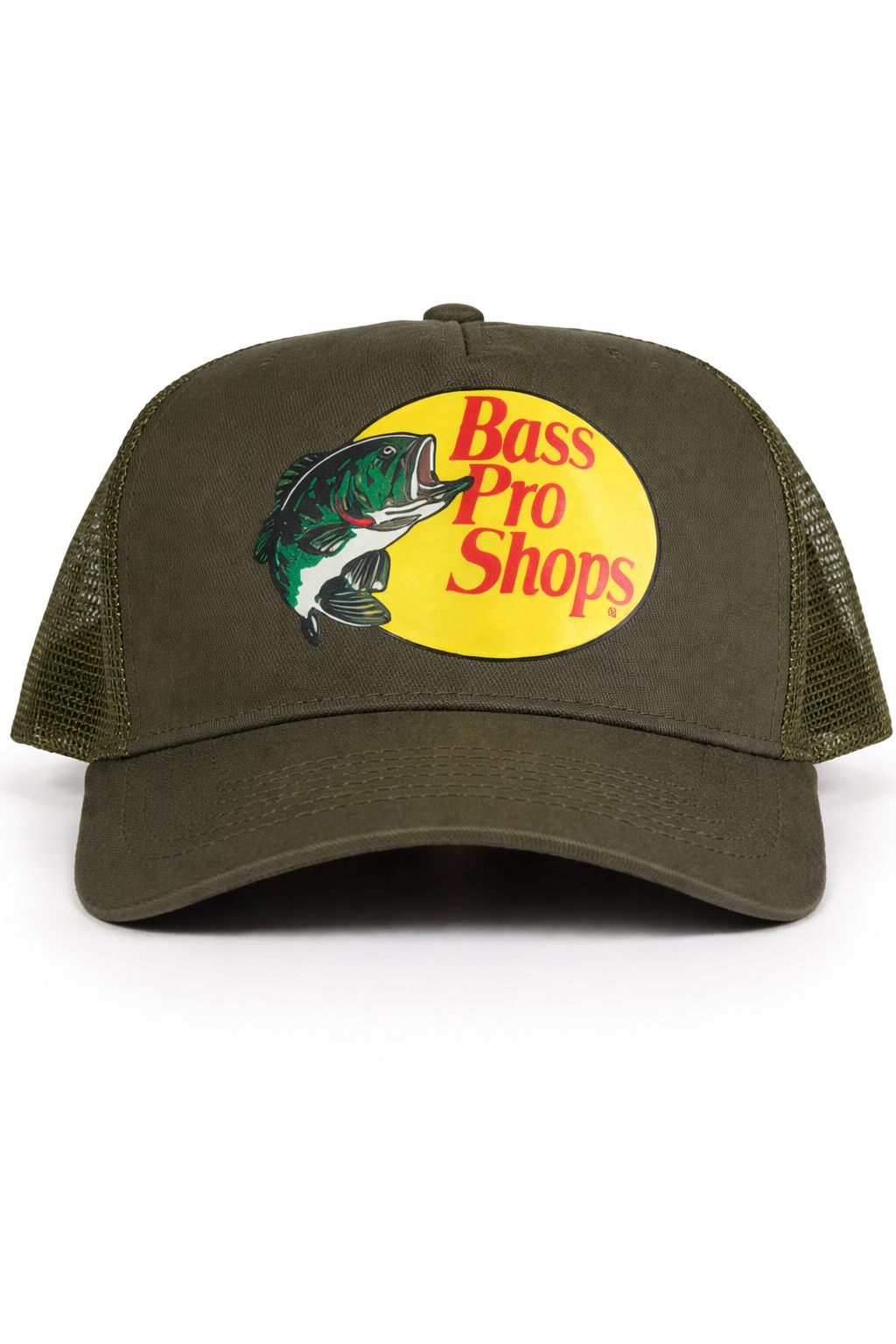Bass Pro Shops Green Trucker Hat Snapback Fishing Cap Adjustable Logo