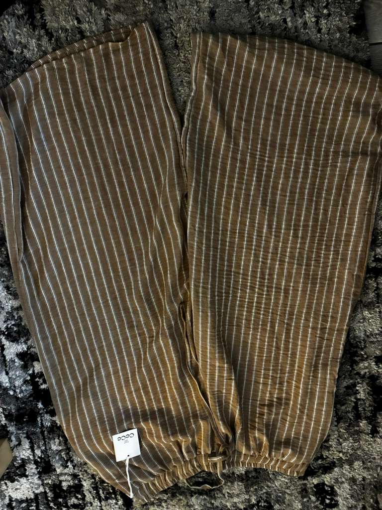 Stylish ceCe Women's Cropped Wide-Leg Striped Pants S ize L | Rayon Fabric | New w/Tags