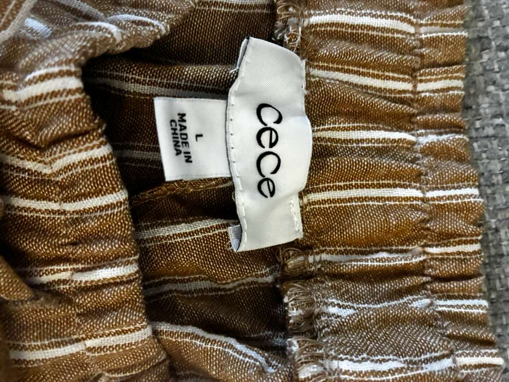 Stylish ceCe Women's Cropped Wide-Leg Striped Pants S ize L | Rayon Fabric | New w/Tags