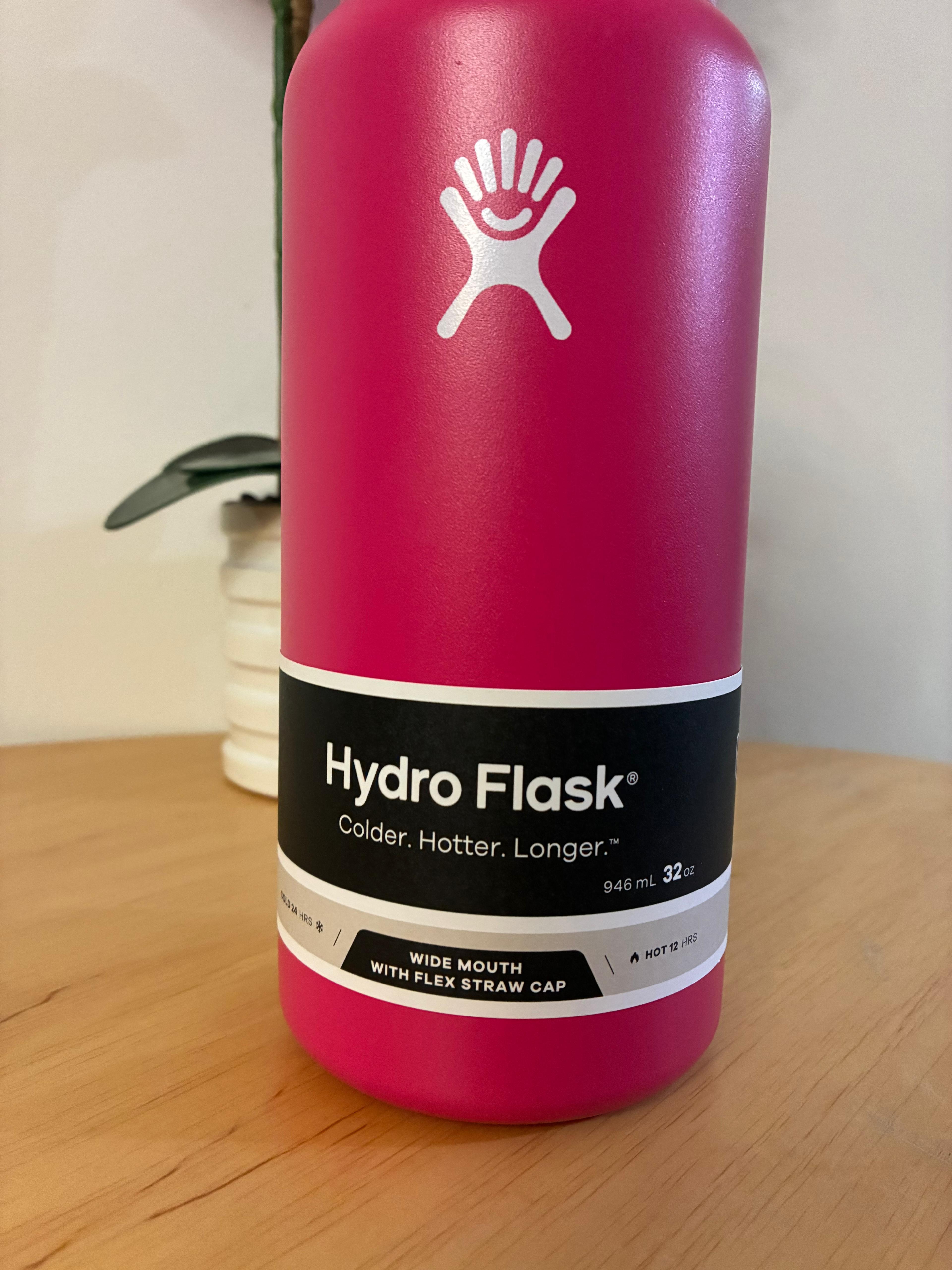 Hydro Flask 32oz wide mouth water bottle in vibrant pink
